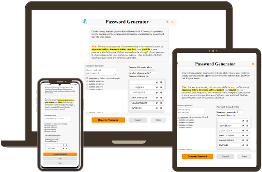 Password generator on different screen views